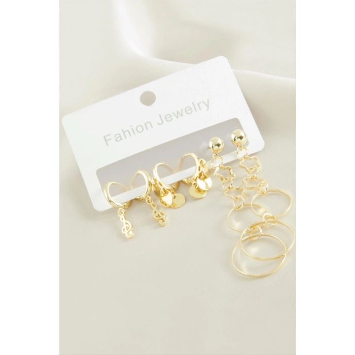 6 Adet İnci Taşlı Halka Küpe