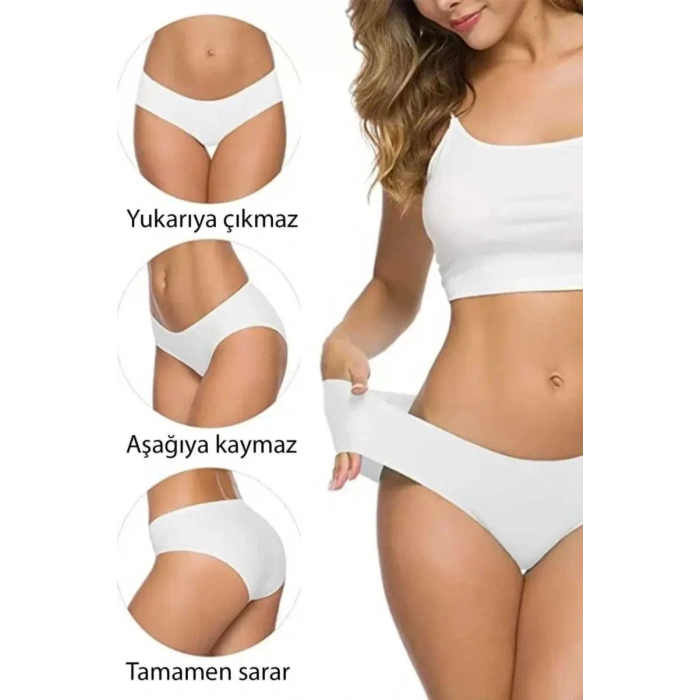 6 Adet Kadın Dikişsiz Lazer Kesim Esnek İz Yapmayan Külot S8