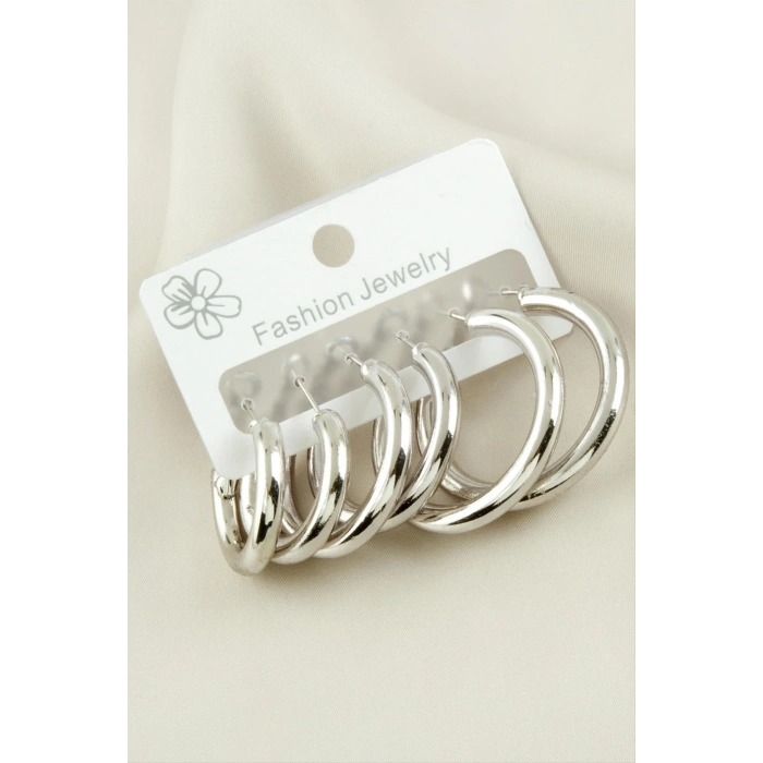 6 Adet Kalın Boru Halka Küpe 2-2,5-3 cm