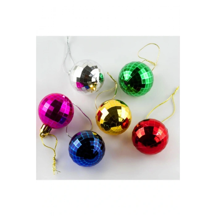 6 Adet Kesik Küçük Cici Top Yılbaşı Ağaç Süsü