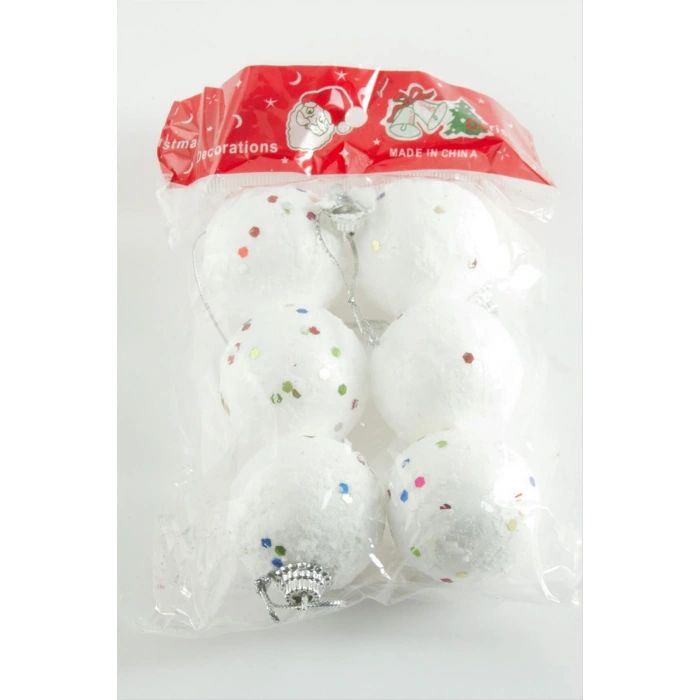 6 Adet Köpük Cici Yılbaşı Ağaç Süsü 4 cm