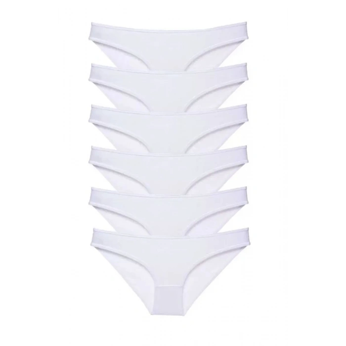 6 Adet Süper Eko Set Likralı Kadın Slip Külot Beyaz