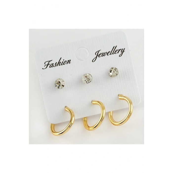 6 Adet Taşlı Halka Küpe 1,5 cm