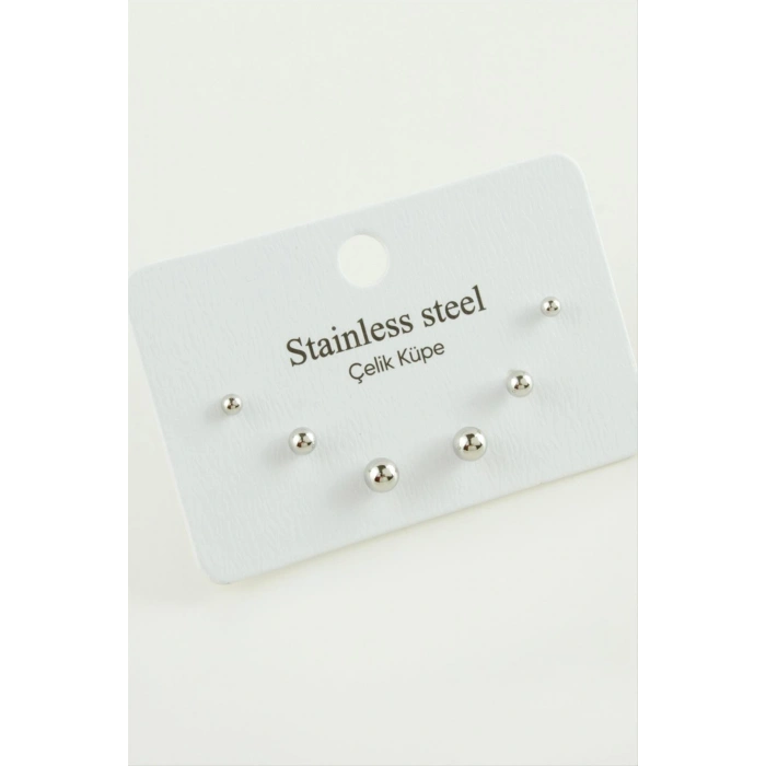 6 Adet Top Çelik Küpe