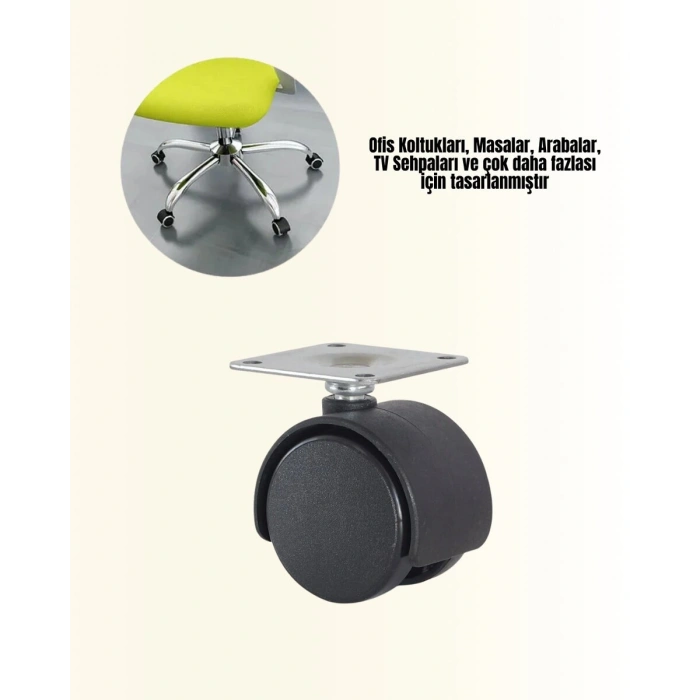 6 Cm Kilitsiz Masa Ayağı Tekerleği 4’lü Set Çok Amaçlı