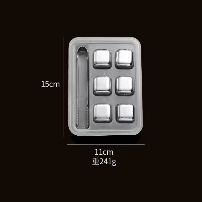 6lı Çelik Metal Kaplama Viski Taşı Soğutma Buz Küpü