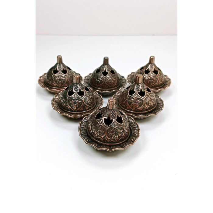 6 Lı Mini Eskitme Osmanlı Temalı Koyu Renk Lokumluk Sunum