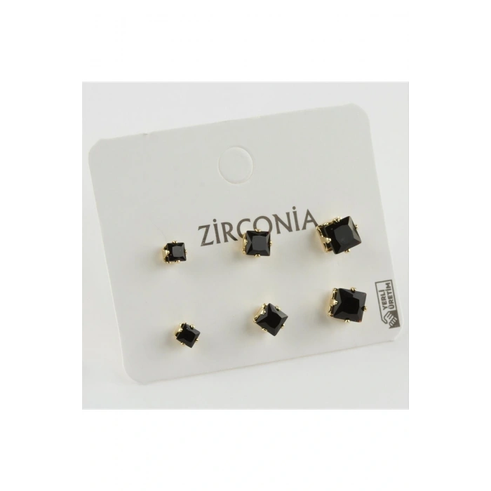 6lı Zirkon Tek Taşlı Küpe