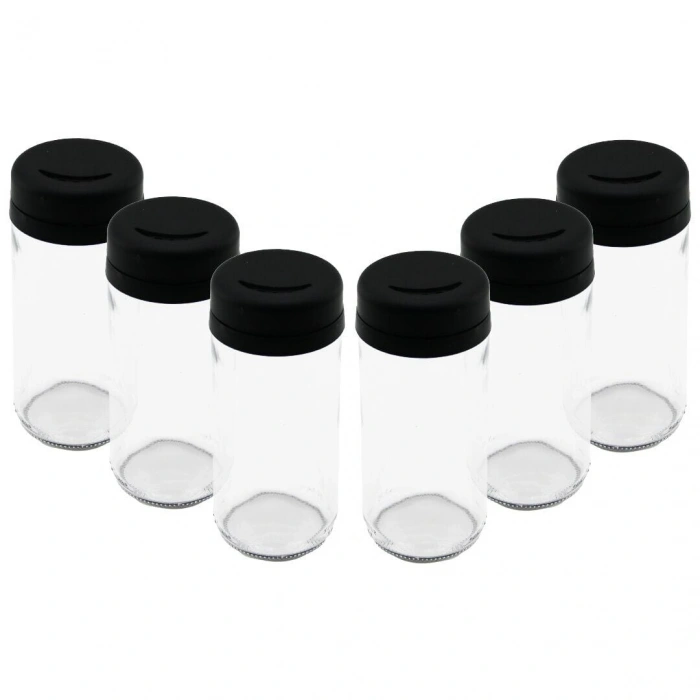 6 PARÇA CAM BAHARATLIK TUZLUK PLASTİK KAPAK 225 ML