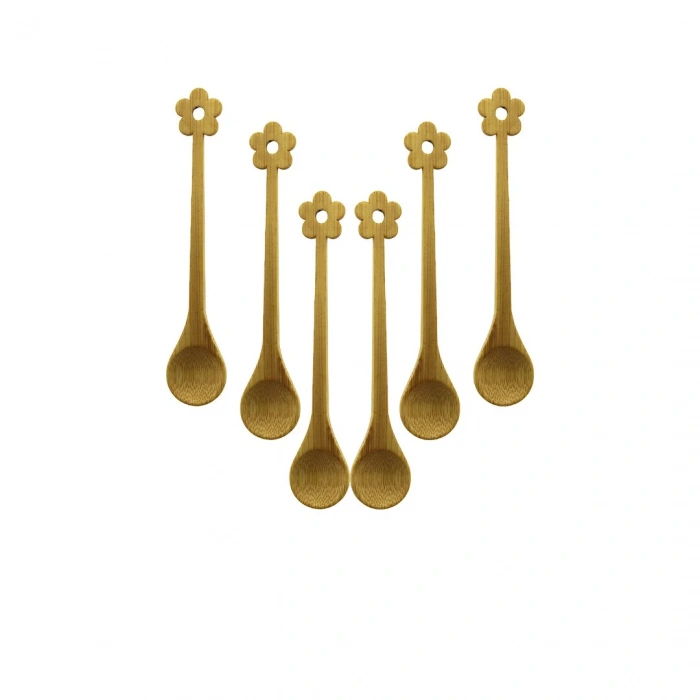6 PCS   MİNİ   BAMBU AHŞAP KAŞIK   14.5CM (4887)
