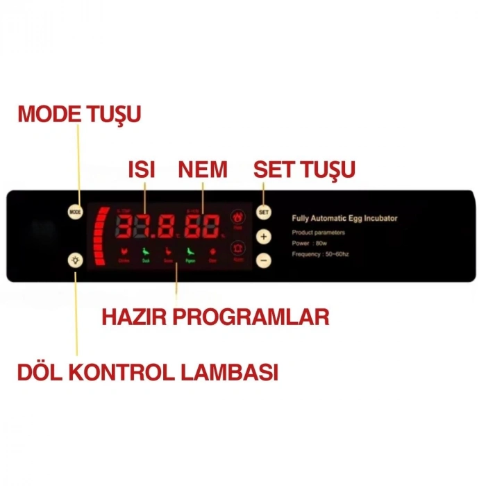 60 Yumurta Kapasiteli Tam Otomatik Kuluçka Makinesi - Civciv, Kaz, Hindi Ve Ördek Yetiştiriciliği Epo-w60