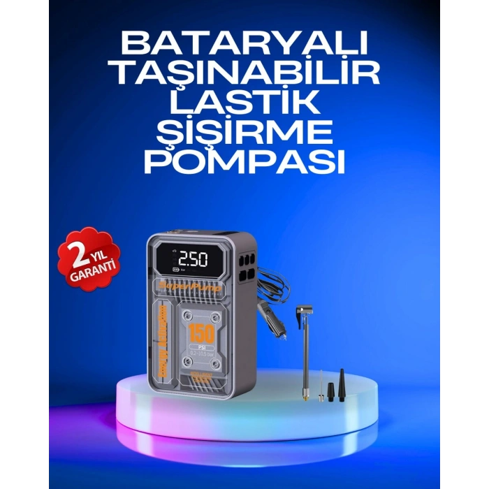 6000mah Bataryalı Led Ekranlı Akıllı Hava Kompresörü