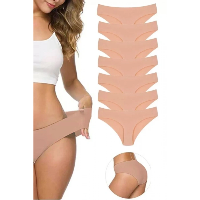7 Adet Kadın Dikişsiz Lazer Kesim Esnek İz Yapmayan Külot Ten