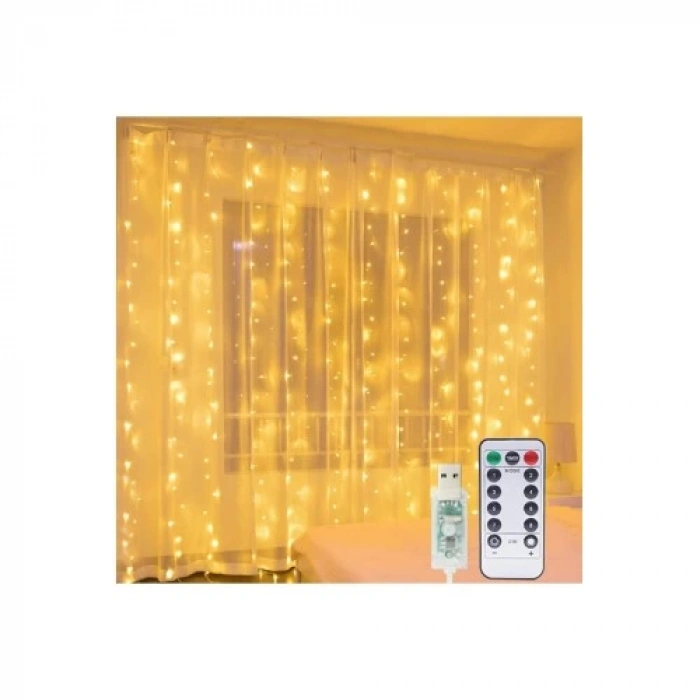 8 Fonksiyonlu Peri Perde Led Uzaktan Kumandalı Günışığı Perde Peri Led (3 mt x 3 mt)