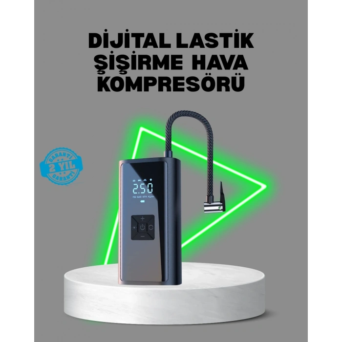 80w Kablosuz Dijital Ekranlı Taşınabilir Lastik Şişirme Pompası