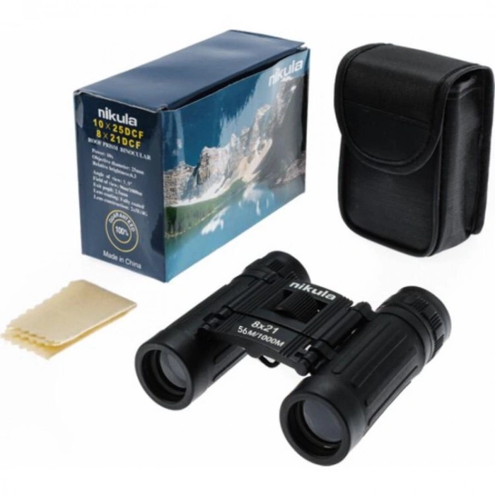 8x21 Dürbün Siyah  Dürbünü 56m/1000m Kauçuk Kaplama NK