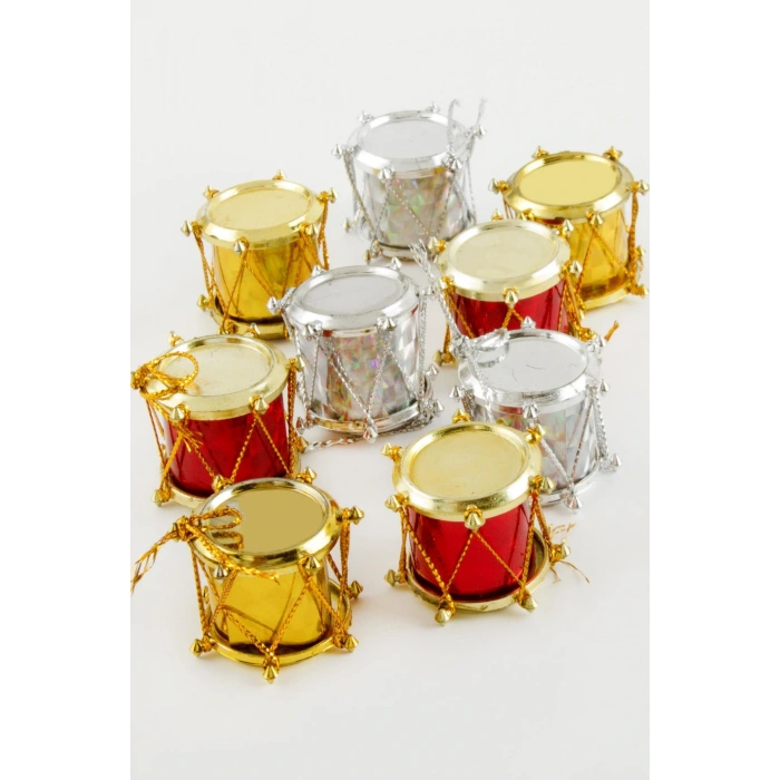 9 Adet Davul Yılbaşı Ağaç Süsü