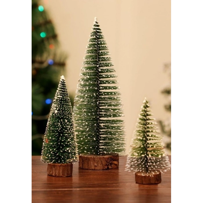 9 Adet Nevada Mini Çam Ağacı Uçlarına Kar Yağmış Karlı Yılbaşı Hediyesi  15-12-8  cm
