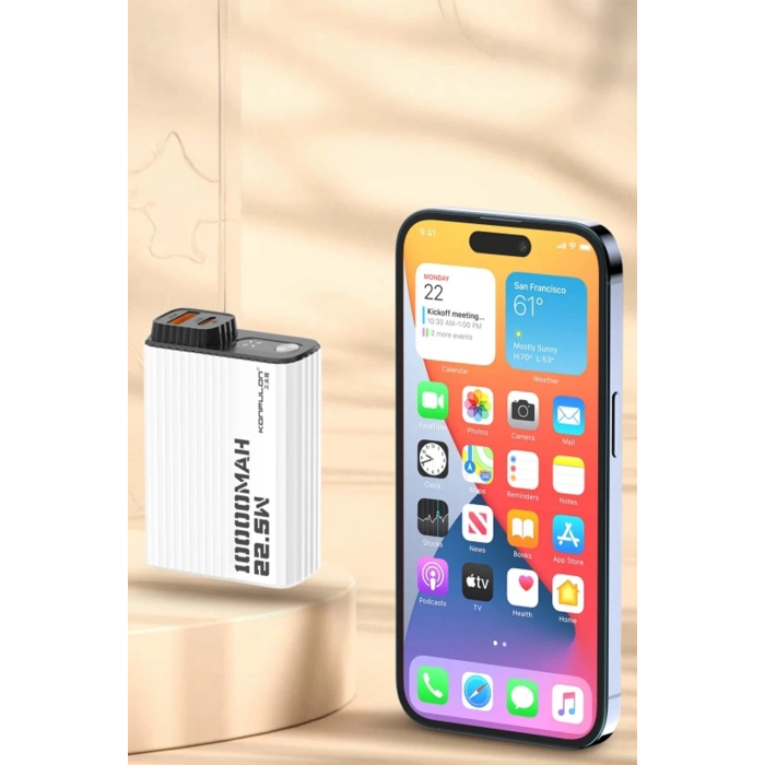 A40Q 10.000 mAh PD 20W Mini Powerbank - Siyah-Beyaz