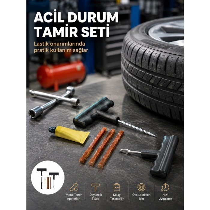 Acil Durumların Kurtarıcısı Çok Amaçlı Lastik Tamir Seti