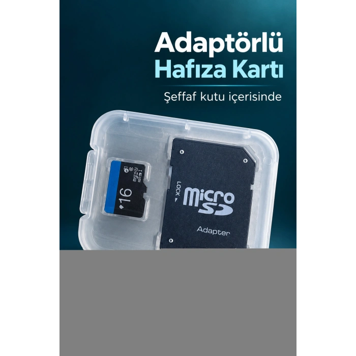 Adaptörlü 16 GB Hafıza Kartı Şeffaf Kutu İçinde