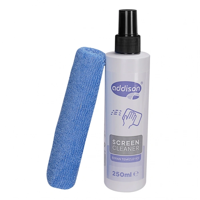 Addıson 300871 Ekran Temizleyici Sprey 250ml. Microfiber Bez İle Birlikte(1923)