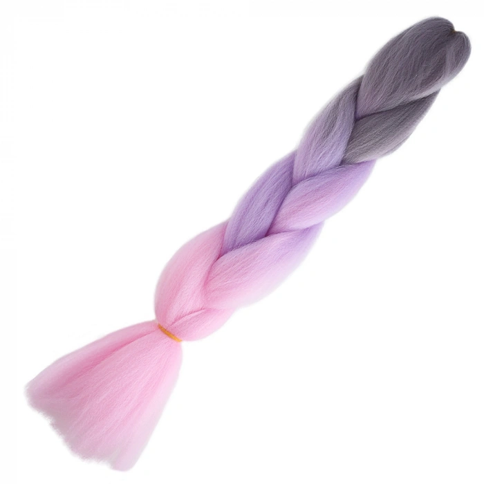Afrika Örgülük Ombreli Sentetik Saç 100 Gr. - Soft Gri / Lila / Pembe