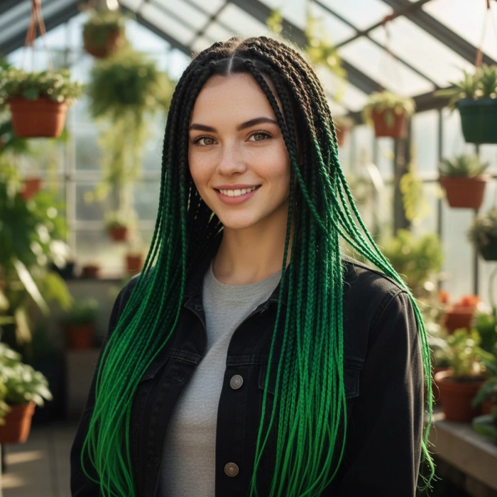 Afrika Örgüsü Ve Rasta İçin Sentetik Ombreli Saç - Siyah / Koyu Yeşil / Açık Yeşil