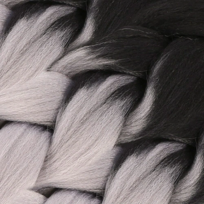 Afrika Örgüsü Ve Rasta İçin Sentetik Ombreli Saç - Siyah / Orta Ton Gri