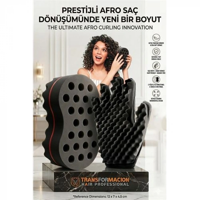 Afro Bukle Süngeri & Eldiven Seti | Profesyonel Saç Şekillendirici 723014