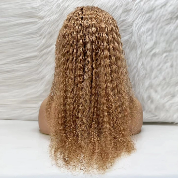 Afro Dalga Front Lace Gerçek Tül Peruk - Sıcak Karamel - 70-75cm