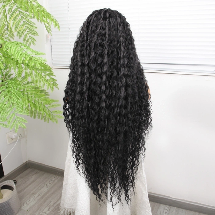 Afro Dalga Siyah Fiber Sentetik Tül Peruk