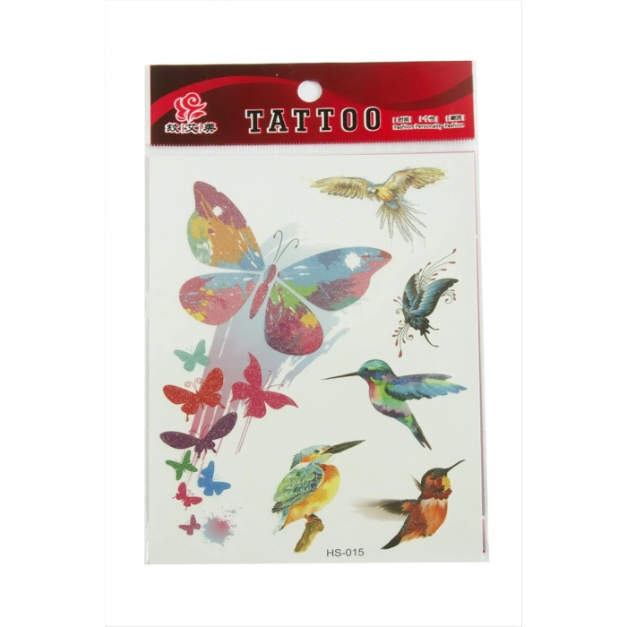 Ağaç Kakan Kelebek Tattoo Dövme Sticker