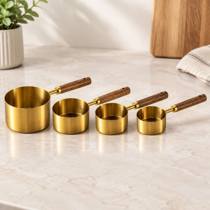 Ağaç Kulplu Ölçü Kaşığı 4lü Set