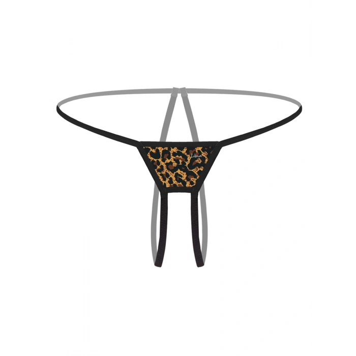 Ağı Açık Büyük Beden Leopar Desenli Fantezi G String