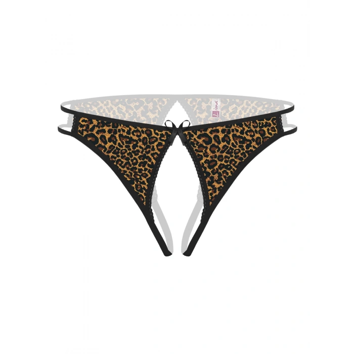  Ağı Açık Leopar Desenli Fantezi Külot String