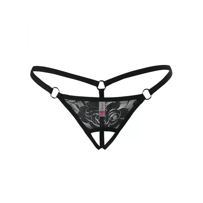 Ağı Açık Siyah Dantelli Fantezi İç Çamaşırı G String