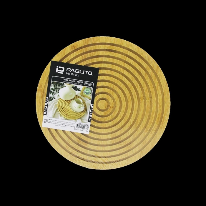 Ahşap Bambu Sunum Tepsisi 28 cm - Çift Taraflı
