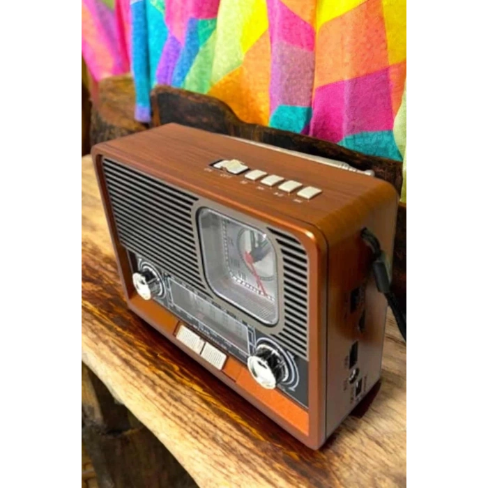 Ahşap Görünümlü Retro Bluetooth Radyo Usb,aux Ve Sd Kart Girişli
