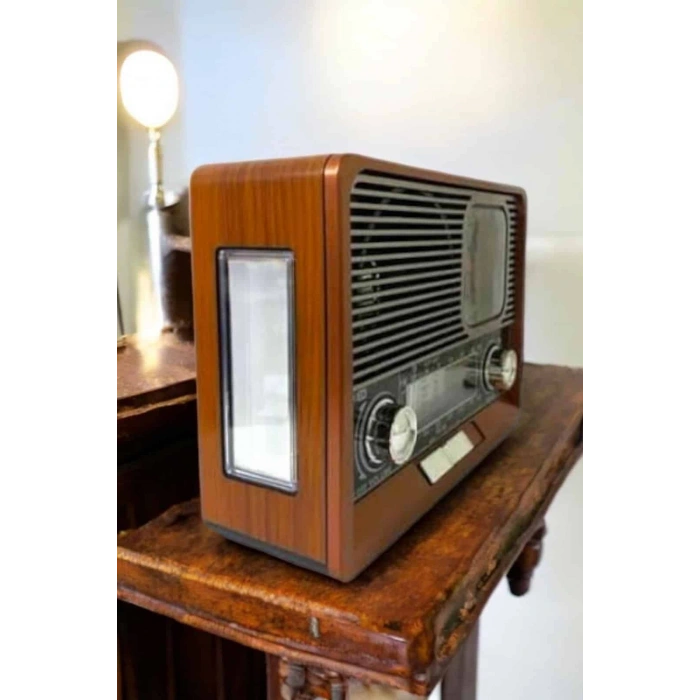 Ahşap Görünümlü Retro Bluetooth Radyo Usb,aux Ve Sd Kart Girişli