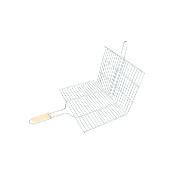 Ahşap Saplı Mangal Izgarası Galvanizli Paslanmaz Kafes Demir 25 x 40 cm mudanis