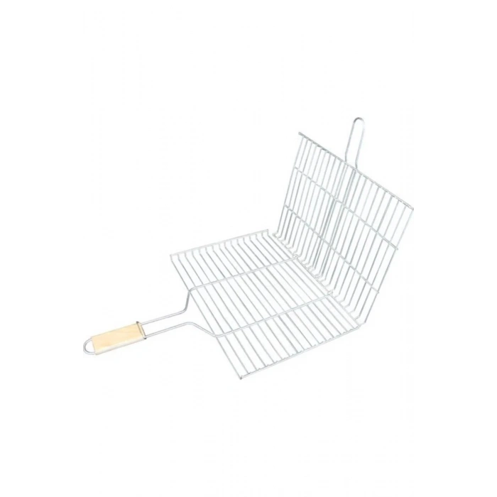Ahşap Saplı Mangal Izgarası Galvanizli Paslanmaz Kafes Demir 25 x 40 cm mudanis