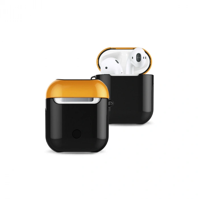Airpods 2 (2.nesil) 3in1 Kılıf - Siyah-Sarı