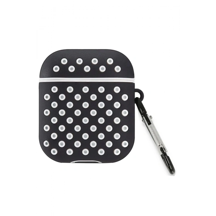 Airpods 2 (2.nesil) Spor Delikli Kılıf - Siyah-Beyaz