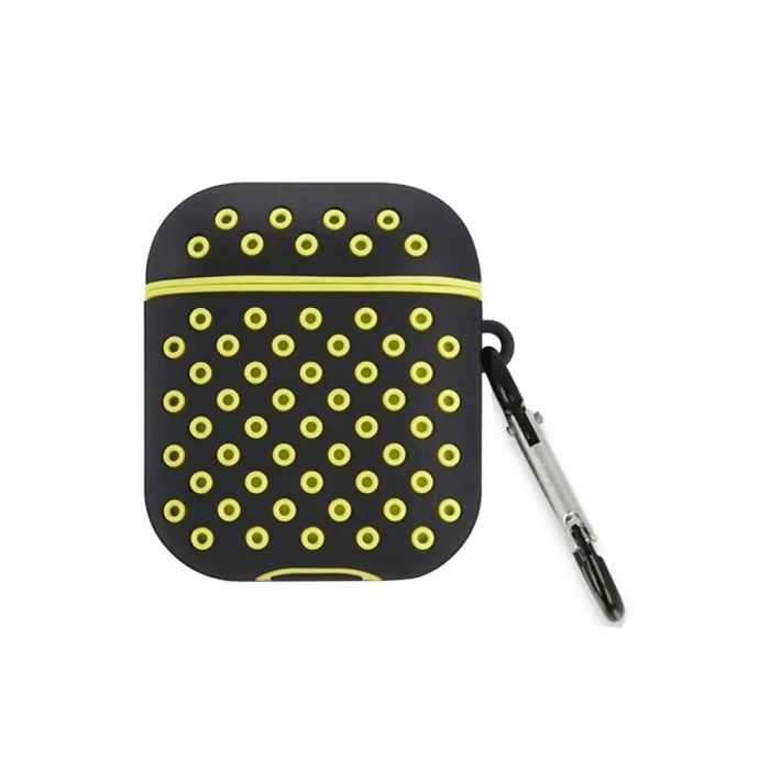 Airpods 2 (2.nesil) Spor Delikli Kılıf - Siyah-Sarı