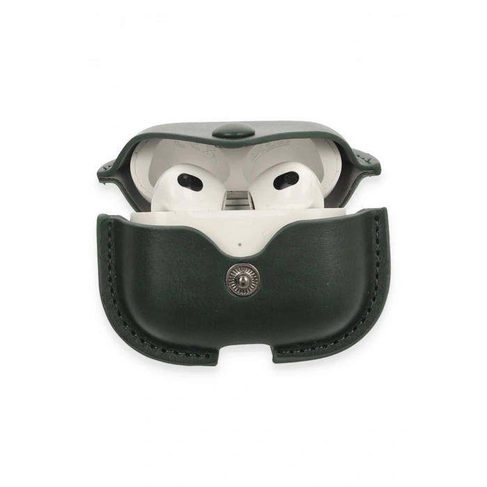 Airpods 3 (3.nesil) Çanta Deri Kılıf - Haki Yeşil