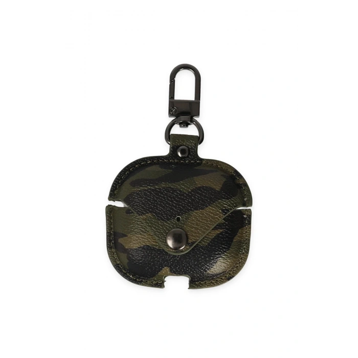 Airpods 3 (3.nesil) Çanta Kamuflaj Deri Kılıf - Haki Yeşil