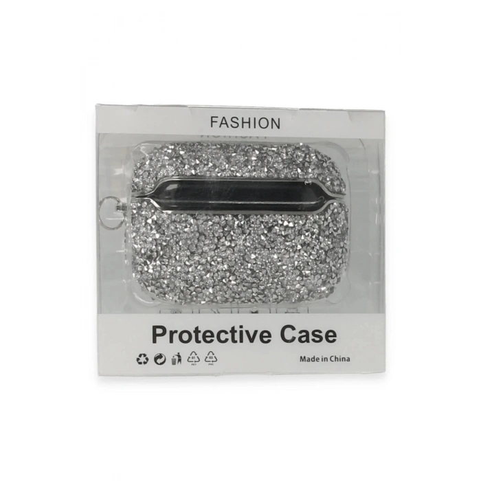 Airpods Pro (1.nesil) Mira Taşlı Kılıf - Gümüş