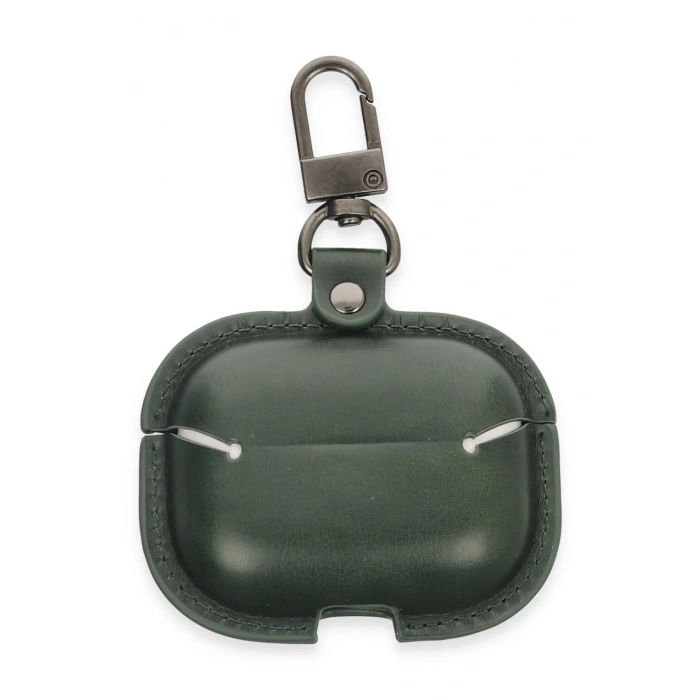 Airpods Pro 2 (2.nesil) Çanta Deri Kılıf - Haki Yeşil