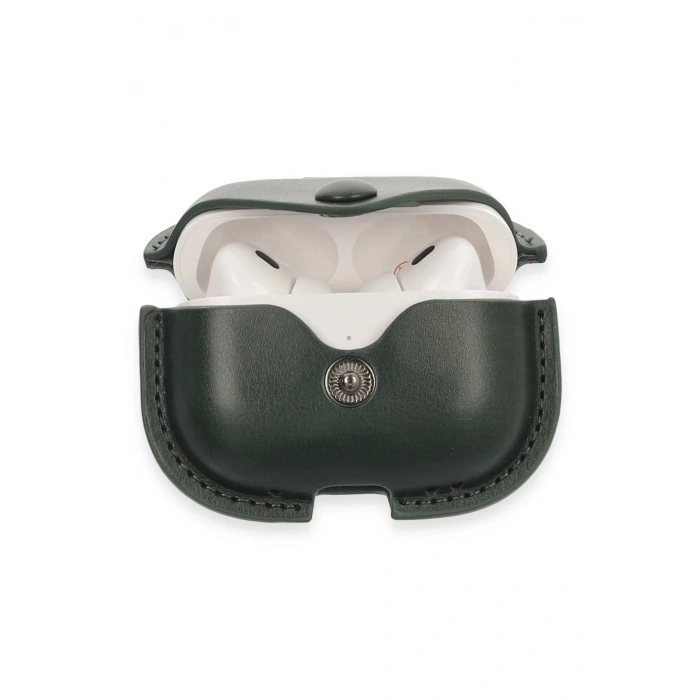 Airpods Pro 2 (2.nesil) Çanta Deri Kılıf - Haki Yeşil